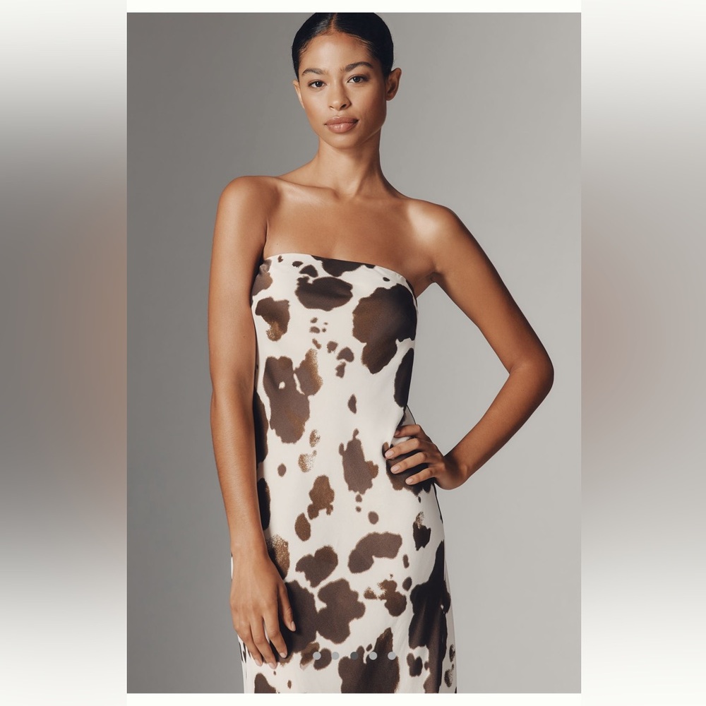 Anthropologie Cow Print Strapless Slip Dress